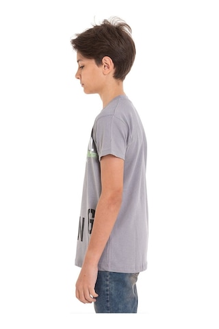 Gri Long Baskılı Bisiklet Yaka 13-16 Yaş Tişört 2012-1 Gri