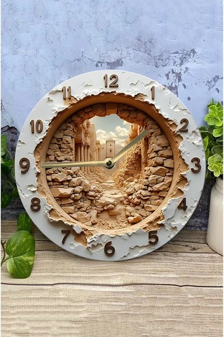 Sessiz Yuvarlak Ahşap Duvar Saati, Kuvars Hareketli 3d Görünümlü 2d Saat Sdw077 Renkli
