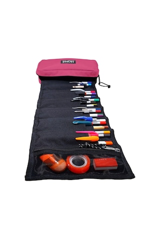 Jacbag Koyu Pembe Organizer Roll Up Düzenleyici Kalem Kutusu/kalemlik Çok RENKLİ