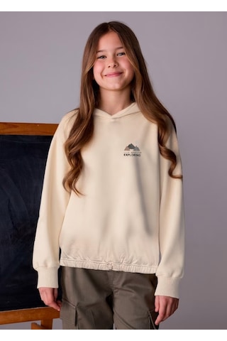 Mayoral Kız Çocuk Kapüşonlu Sweatshirt 7425 Bej