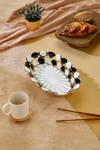 Cooker 36 Cm Porselen Oval Sunumluk Dekoratif Kase Ckr3839