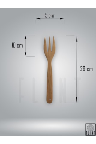 Gürgen Ağacı Elyapımı Tahta Ahşap Mutfak Yemek Servis Çatalı 28cm Ahşap