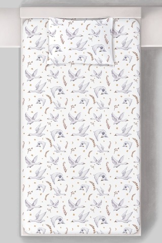 Organik Tek Kişilik Lastikli Çarşaf Seti - Kuğu Dansı Renkli