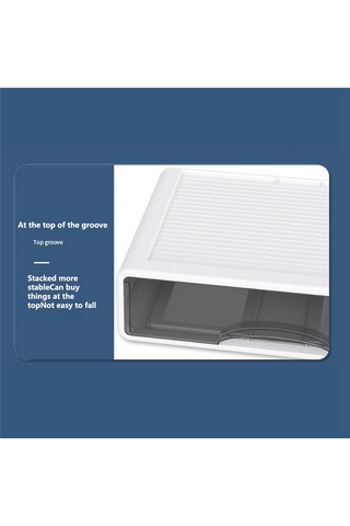 Anjiexun Masaüstü Saklama Kutusu Kırtasiye Çekmecesi Kozmetik Kutusu Çeşitli Raf Beyaz