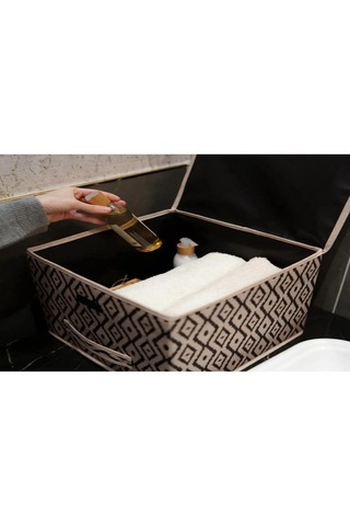 2 Adet Bohe Çok Amaçlı Kapaklı Kutu Mini Raf Düzenleyici 30x30x23