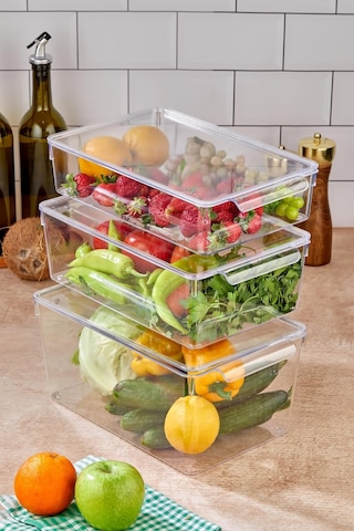 3 Lü Buzdolabı Organizeri Mix Set 3 Lt + 4,5 Lt + 6 Lt