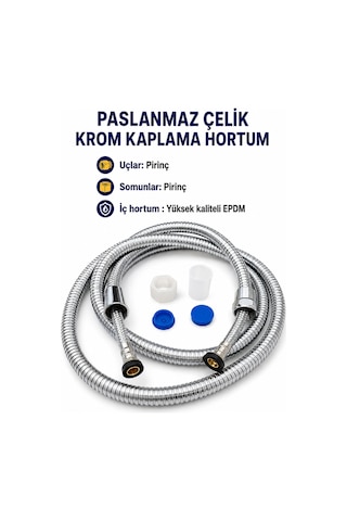 Premium Paslanmaz Çelik Krom Duş Hortumu Pirinç Uçlu Epdm İç Hortum