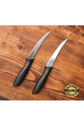 Tujo Knives 2'li Tırtırlı Bıçak Seti - Siyah