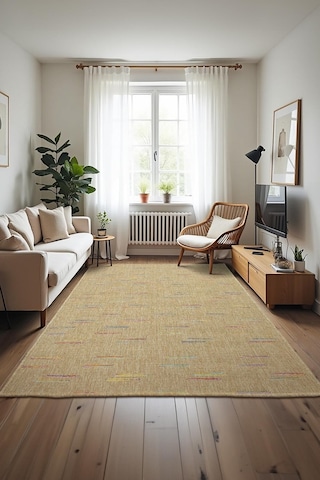 Sisal Vibe Hasır Dokuma Halı Makinede Yıkanabilir Kaymaz Tabanlı Kolay Temizlenen Halı Ssv01 Bej