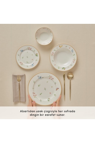 Karaca Forever Bone New Fly 24 Parça 6 Kişilik Yemek Takımı Çok Renkli