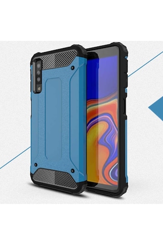 Noktaks Samsung Galaxy Uyumlu A9 2018 Kılıf Çift Katman Zırh Tank Crash Military Kapak Mavi T6480