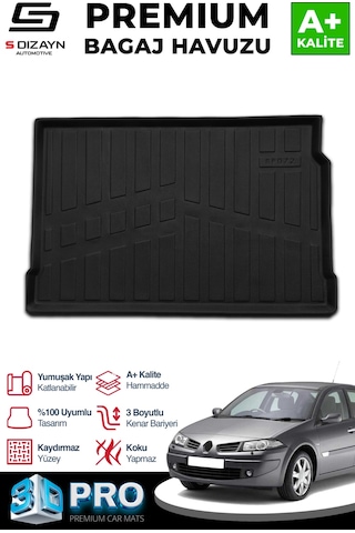 S-dizayn Renault Megane 2 Hb 3d Pro Bagaj Havuzu 2002-2009 A+ Kalite