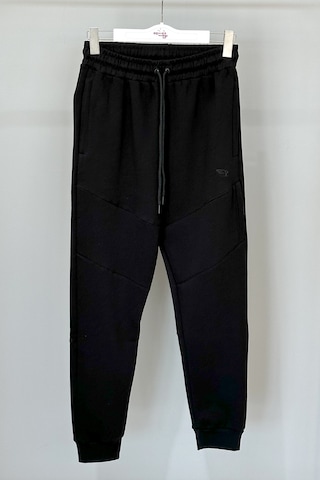 Paçası Lastikli 4 Cepli Şardonlu Erkek Eşofman Altı 7085 Siyah Siyah