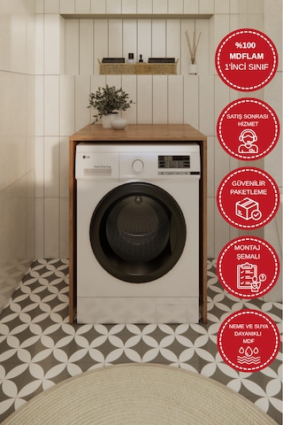 Odaco Premium Çkmd-01 %100 Mdf Çamaşır Ve Kurutma Makinası Banyo Dolabı Safir Meşe