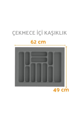 Çekmece İçi Kaşıklık Ve Kepçelik Organizer Seti 62x49 Cm 55x40 Cm'e Kadar Kesilebilir Gri