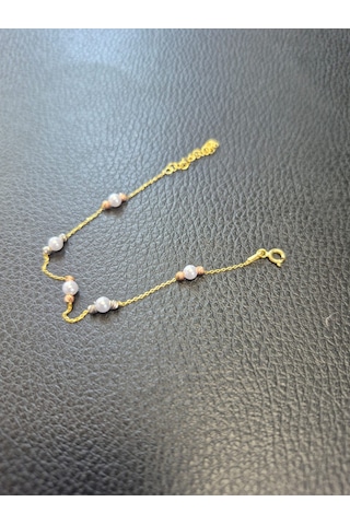 925 Ayar Papatya Silver 3 Renk İncili Dorica Bileklik Rose,gold,rodaj