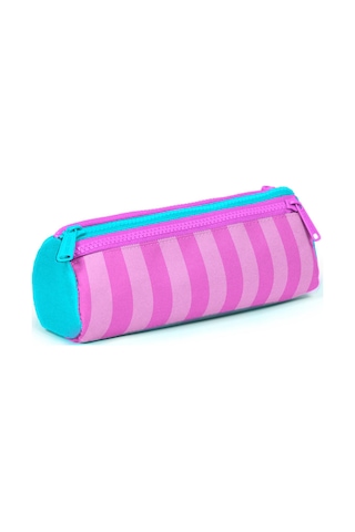 Coral High Kids Turkuaz Pembe Çizgili Üç Bölmeli Kalem Çantası 22087 Turkuaz - Pembe