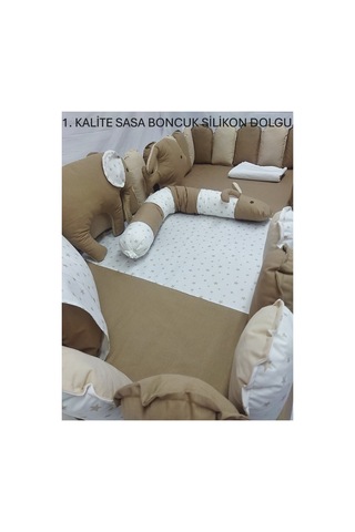 Montessori Uyku Seti 100 200 Cm, Çift Yönlü, Nevresim 155 215 Cm, Lastikli Çarşaf Kahverengi Bej