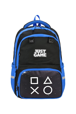 Game Over Baskılı Ortopedik Su Geçirmez Ultra Lüx Okul Çantası Termal Beslenme Ve Kalemlik Mavi
