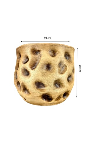 Bitki Tasarımı Ev Dekorasyon Aksesuar Naturel Desenli Toprak Saksı Saksılık Salon Çiçeklik 19 Cm