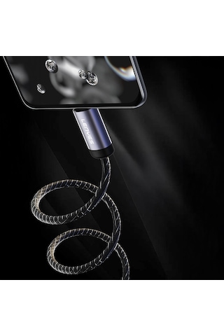 Lenyes Lc537 Usb-a To Micro Hızlı Şarj Özellikli Örgülü Data Ve Şarj Kablosu 10w 1m Siyah
