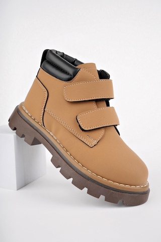 Muggo Gadget Garantili Çocuk Unisex Rahat Kalıp Soğuğa Dayanıklı Cırtlı Bot 001 Camel