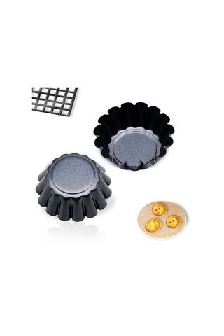 2 Adet Karbon Çelik Kalınlaştırılmış Kompozit Kek Kalıbı Dıy Pişi Siyah