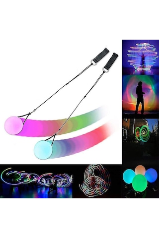 Singree Yumuşak Silikon-rubber Led Işıklı Poi Topları, 8cm Çaplı, 2 Adet, Renk Değiştiren, Dayanıklı, Ev Ve Dışarıda Oynanabilir, Stres Atma, Hediye Çok Renkli