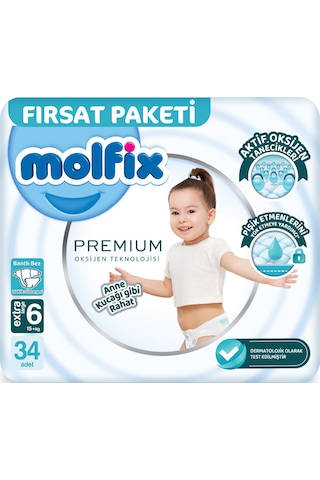 Molfix Premium Bebek Bezi Beden:6 15+kg Extra Large 136 Adet