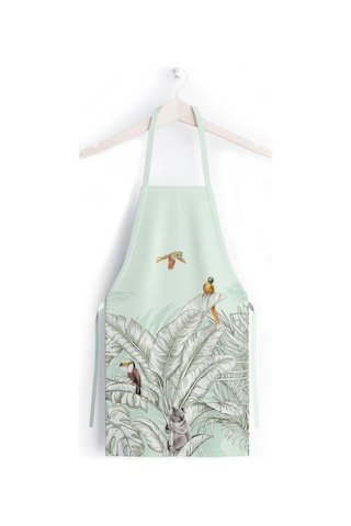 Renkli Palmiye Yaprak Detaylı Mutfak Önlüğü -keten Kumaş, Uluslararası Yıkama Ve Solmama Sertifikası Çok Renkli