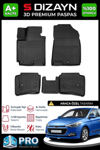 Hyundai İ20 3d Pro Havuzlu Paspas 2014-2018 A+ Kalite