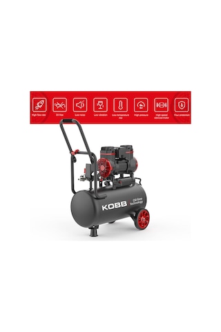 Kobb KBK25S 1.7 Hp 25 L 8 Bar Yağsız Sessiz Taşınabilir Hava Kompresörü
