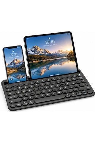 Luve Store Bluetooth Kablosuz Klavye 78 Tuşlu İngilizce Q Şarjlı Tablet Telefon Standlı