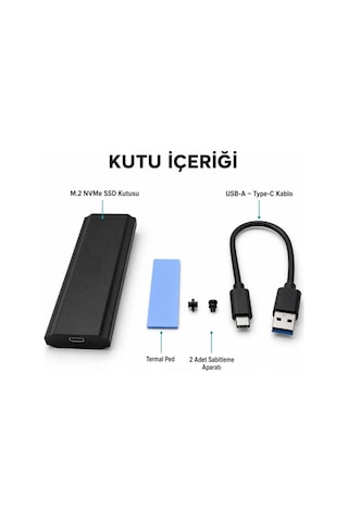 M.2 Ssd Kutusu Usb 3.0 Type-c Harici Ssd Disk Kutusu, Nvme M.2 Ssd Uyumlu, 2tb Kapasite Desteği, Pcıe M-key