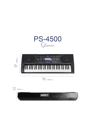Midex Ps-4500 Tuş Hassasiyetli 61 Tuşlu Org Dijital Lcd Ekran