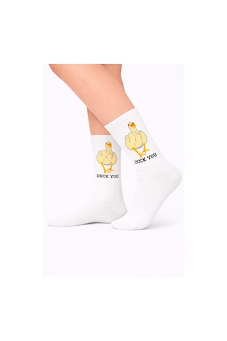 Carnaval Socks Duck You Yazılı Beyaz Tenis Çorap Çok Renkli