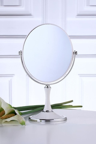 Masa Üstü Beyaz Çift Taraflı Büyüteç Abs Polimer Masa Ayna Cin720 Beyaz