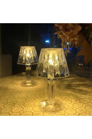 Dekoratif Pilli Led Masa Lambası 12'li Beyaz