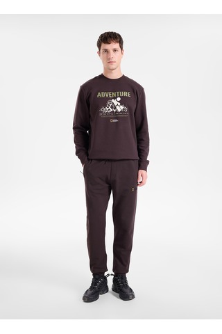 National Geographic N6wm-ea4130 Kahve Erkek Lastikli Beli Relaxed Süprem Organik Spor Sweatpant Kahverengi