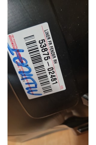 Yap-part 53875-02481 Corolla Çamurluk Davlumbazı Sağ 2013/2018 .