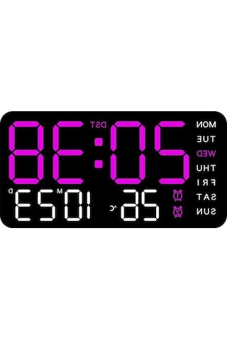 Ganzhoushop Zilinn Uzaktan Usb Tarih Siyah Sıcaklık Saatler Saati Saati Renki Powered Pembe Monte Masa Led Kumanda Kabuk Işık-31 Hafta Ekranı Duvara Duvar Dijital Çok Çift Büyük Alarmlı Zh Çok Renki