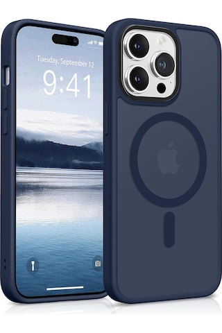 Bix Apple iPhone 15 Pro Magsafe Uyumlu Kılıf Tam Koruma Manyetik Darbe Emici Gece Mavisi