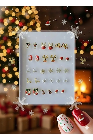 Yeni Yıl Tema Metal Tırnak Süsleme Charm Nail Art Charm Taşları Wn-509