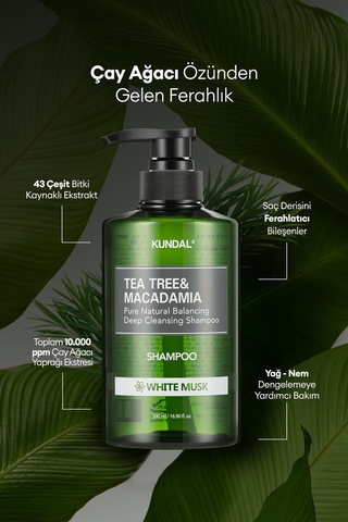 Kundal White Musk Tea Tree & Macadamia Deep Cleansing Shampoo 500 ML