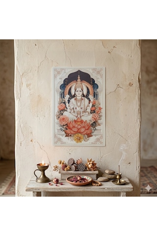 Lord Vishnu Ahşap Tablo - Hinduizm & Yoga Sunak Dekoru - 16x24 Cm Özel Baskı Spiritüel Sanat