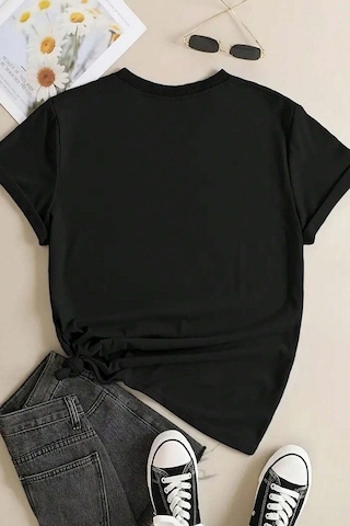Unisex Hearts Baskılı Tasarım Tshirt Siyah