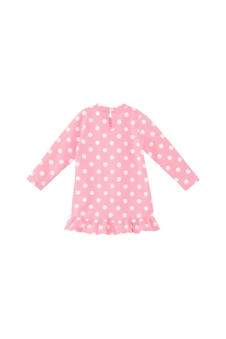 Denokids Ayıcık Kız Bebek Puantiyeli Pembe Elbise Çok Renkli