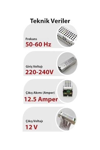 Şemalı 12v 21 Amper Ultra Slim Fansız Şerit Led Trafosu/driver