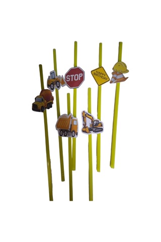 İnşaat Temalı Doğum Günü Pipeti 15 Adet 1 - 12 Yaş