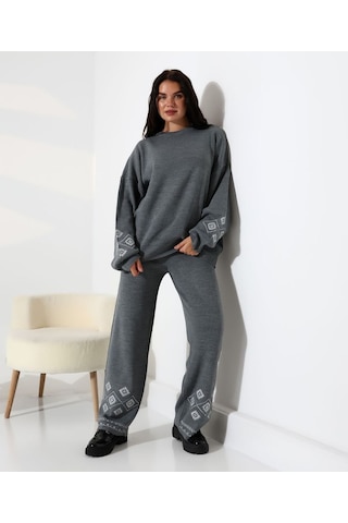 Marakeş Esintisi Alt-üst Triko Takım Antrasit